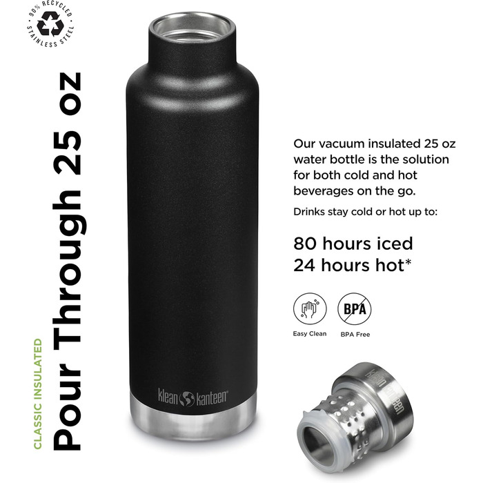 Пляшка для води Klean Kanteen Men's Classic Vi 739 мл Чорна