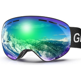 Гірськолижні окуляри GlaRid для чоловіків та жінок, OTG Ski Goggles Безкаркасні окуляри для сноуборду для тих, хто носить окуляри, Снігові насадки для дорослих Захист від запотівання 100 UV400 зелений