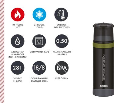 Пляшка Thermos Mountain 0,9 л, нерж. сталь, 24 год гарячого/холодного