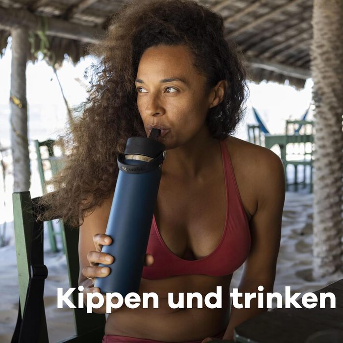 Гідрофляга HYDRO FLASK 946 мл, широка горловина, нержавіюча сталь, термос-пляшка з трубочкою, вакуумна ізоляція, Surf