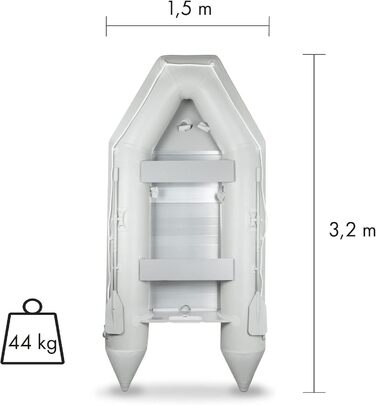 Надувний човен Рибальський човен Весловий човен з міцного ПВХ для підвісного двигуна, човен з 2 шт. лавкою, 2 шт. веслом, алюмінієва підлога, ремкомплект, насос, сумка для перенесення 2,7 м x 1,5 м (до 484 кг) і дерев'яна підлога (3,2 м x 1,5 м (до 566 кг