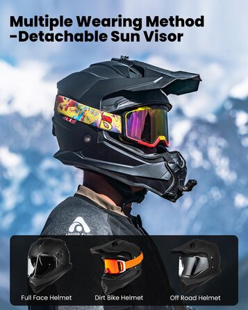 Мотошолом ILM Dual Sport Adventure з сонцезахисним козирком, сумісний з Pinlock, ECE, для мотокросу, квадроцикла, оффроуд WS902