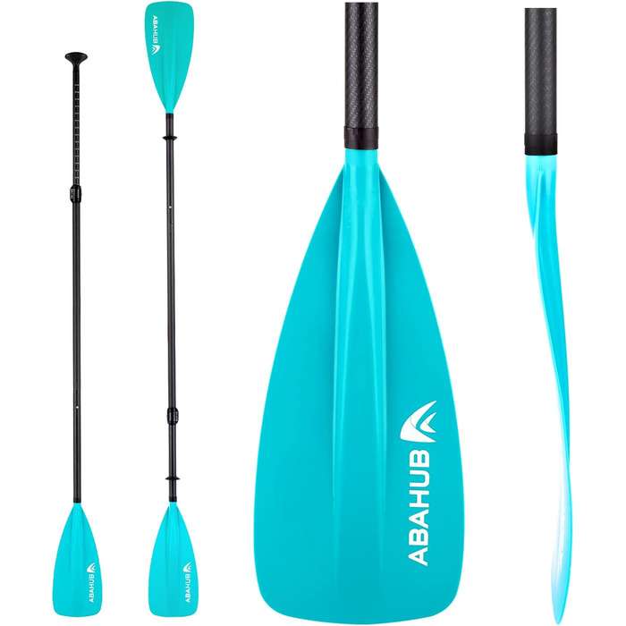 Весло Abahub Carbon SUP 2в1, регульоване, легке, синє, 4 шт.