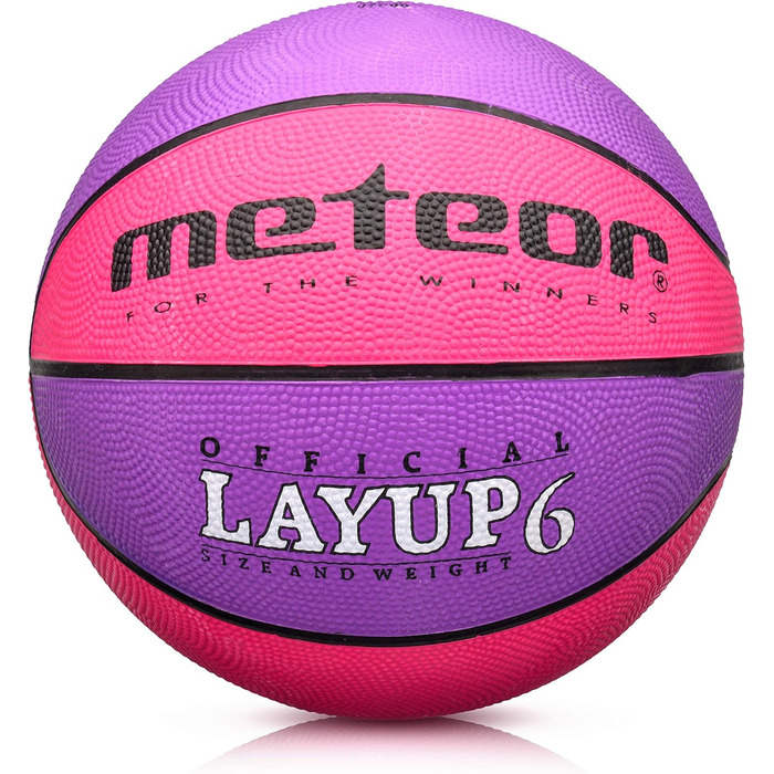 Міні-баскетбольний м'яч meteor Layup Kids Розмір 5 6 7 ідеально підходить для дитячих рук від 4-8 років Ідеальний баскетбольний м'яч для тренувань М'який баскетбол з чіпкою поверхнею (розмір 6 (жінки), рожевий і фіолетовий)