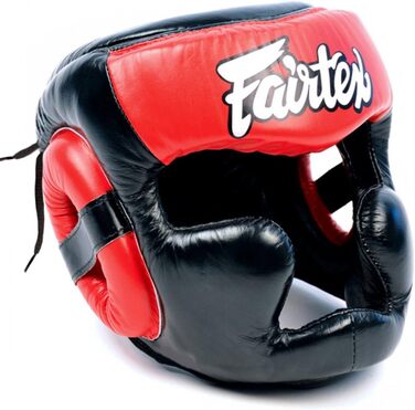 Захист голови Fairtex HG13 з діагональним оглядом, для шнурівки, захист голови для тайського боксу, K-1 MMA (чорний / червоний, M)