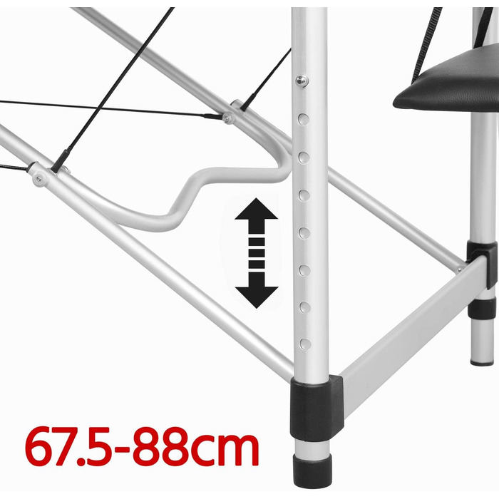 Мобільний масажний стіл Yaheetech 3 зони Масажне ліжко Масажний стіл шириною 70 см Регульований по висоті терапевтичний стіл Алюмінієві ніжки з підголівником і сумкою для перенесення Завантаження до 250 кг 213 x 92 см Чорний