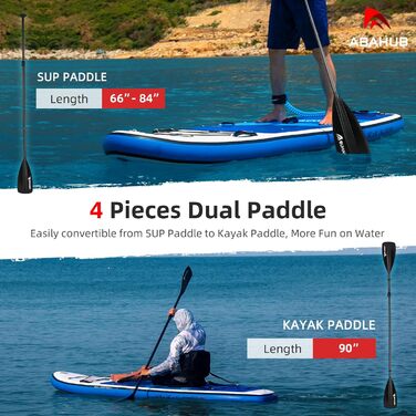 Весло Carbon SUP/Kayak, регульоване, легке, чорне-2в1