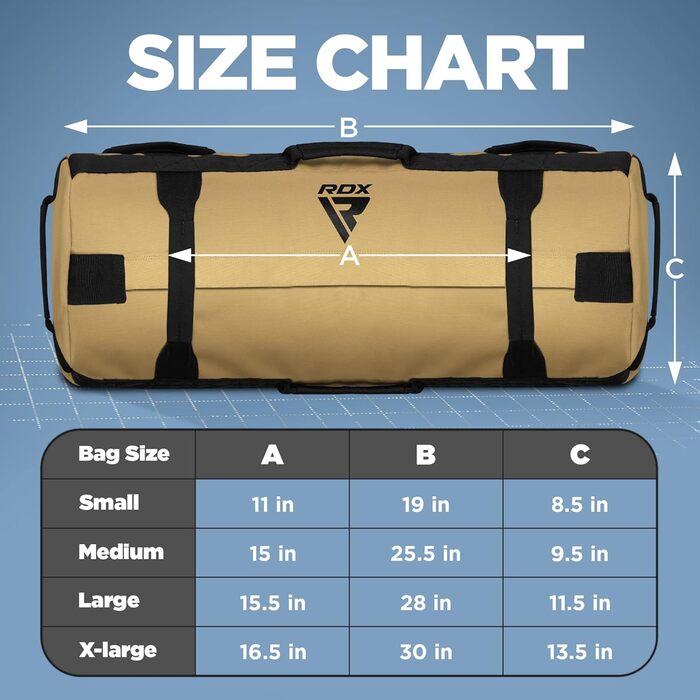 Ваг. мішок RDX фітнес-сил. трен., ненап. сил. мішок з 8 ручками, зваж. мішок з піском, мішок з піском 2-90 кг, ідеально підх. для функц. трен. Біг Рюкзак Стронгмен Підйом. трен. хакі ВІД 5 ДО 25 ФУНТІВ (75 симв.)