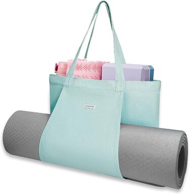 Жіноча сумка Cwokarb Yoga Mat, виготовлена з полотна, підходить для всіх ваших речей, пілатес, подорожі, офіс, пляж, тренування (сумка для килимка для йоги, м'ятно-зелена)