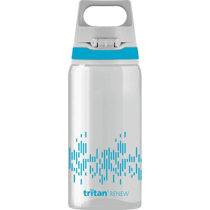 Пляшка для води SIGG Tritan Total Clear ONE MyPlanet Aqua 0,5 л, блакитна, для газованих напоїв, спортивна, без BPA, герметична, стійка до подряпин, для спорту та фітнесу, можна мити в посудомийці