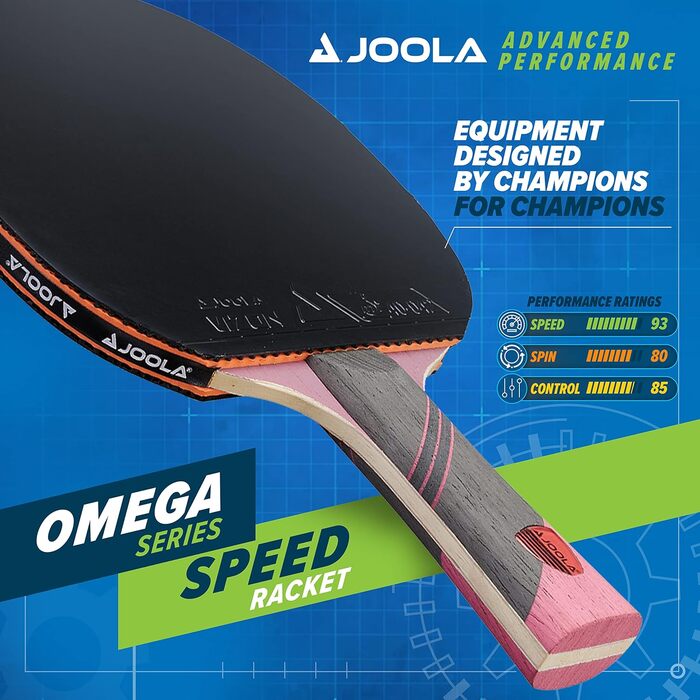 Ракетка для настільного тенісу JOOLA Omega Speed Advanced Training з розширеною ручкою ракетка для настільного тенісу турнірного рівня з гумою для настільного тенісу Vizon призначена для швидкісного фіолетового кольору