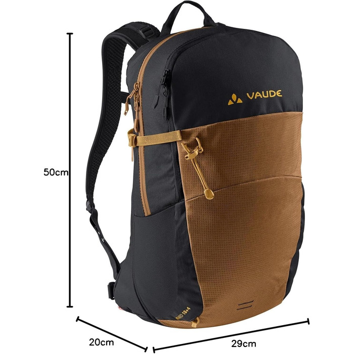 Туристичний рюкзак VAUDE Wizard 18+4, водовідштовхувальний, унісекс, зручна система перенесення, органайзер, чорний/умбра