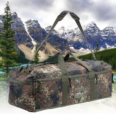 Сумка Backferry 80L мілітарі з лямками (Flecktarn Camo)