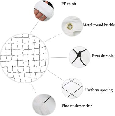 Лісова риба Волейбольна сітка для саду Шкільний двір Задній двір Пляж Спорт на свіжому повітрі, 31 фути x 3.2 фути 32 фути x 3 фути