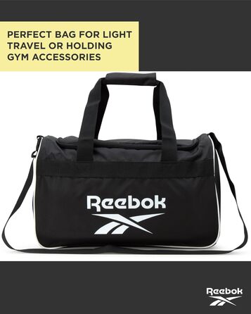 Сумка-дафл Reebok Warrior II чорна з логотипом, мала, унісекс, для подорожей, спорту та ручної поклажі