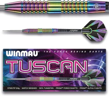 Вольфрамові дротики WINMAU Tuscan 24 г сталеві з польотами