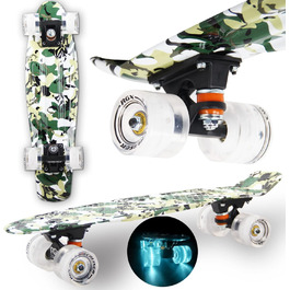 Скейтборд WeLLIFE Mini Cruiser 22 LED ABEC-7RS (військовий)