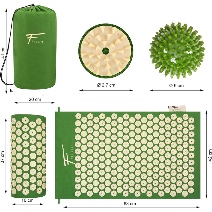 Набір масажу Fitem: килимок, подушка, сумка, м'яч для зняття болю
