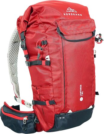 Туристичний рюкзак NORDKAMM Antares Alpine 30 л, червоний, RollTop, унісекс, для гірського туризму, альпінізму, скелелазіння, лижних та високогірних походів