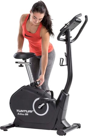 Велотренажер Tunturi FitCycle 50i/70i з LCD монітором Ергометр з додатком (Tunturi Routes & Zwift) Велосипед для домашнього тренажера на 32 кроки, датчик серцевого ритму, вантажопідйомність 150 кг (Tunturi Fitcycle 50i)