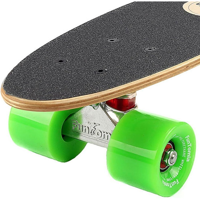 Скейтборд FunTomia Mini-Board Cruiser 57см виготовлений з 7-шарового дерева канадського клена з підшипниками Mach1 ABEC-9 (Orange Skater / з зеленими колесами)