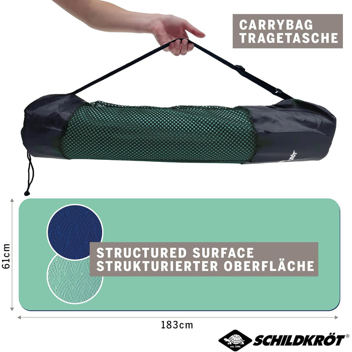 Двоколірний килимок для йоги Schildkröt Fitness BICOLOR, без ПВХ, нековзна поверхня, 180x61x0,4 см, у чохлі