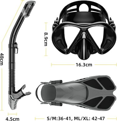 Набір Smyidel: Окуляри, трубка та ласти для дайвінгу для дорослих