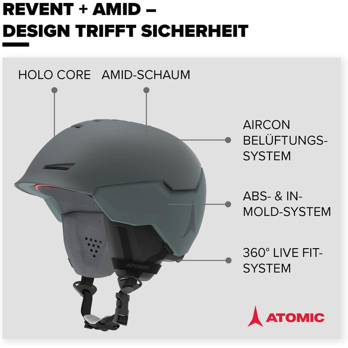 Гірськолижний шолом ATOMIC Revent AMID - унісекс для дорослих - Custom Fit & Precise Fit - Чудовий захист від ударів - Інноваційна система вентиляції (63-65 см, зелений)