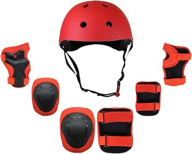 Протектори Inline Skate Protective Gear Kids Knee Pads Set 7 шт. з регульованим шоломом для роликового скейтборду Скейтборду Велосипед Роликові ковзани Скутер червоний 2,5-9 років