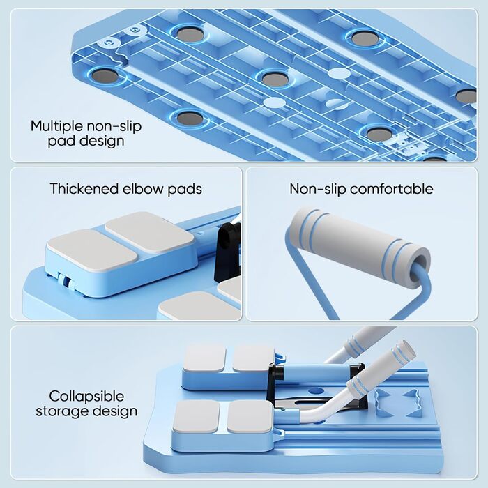 Багатофункціональна дошка для м'язів живота, реформатор для пілатесу, складна дошка для реформування пілатесу для дому та тренажерного залу, максимальна вантажопідйомність 150 кг Blue