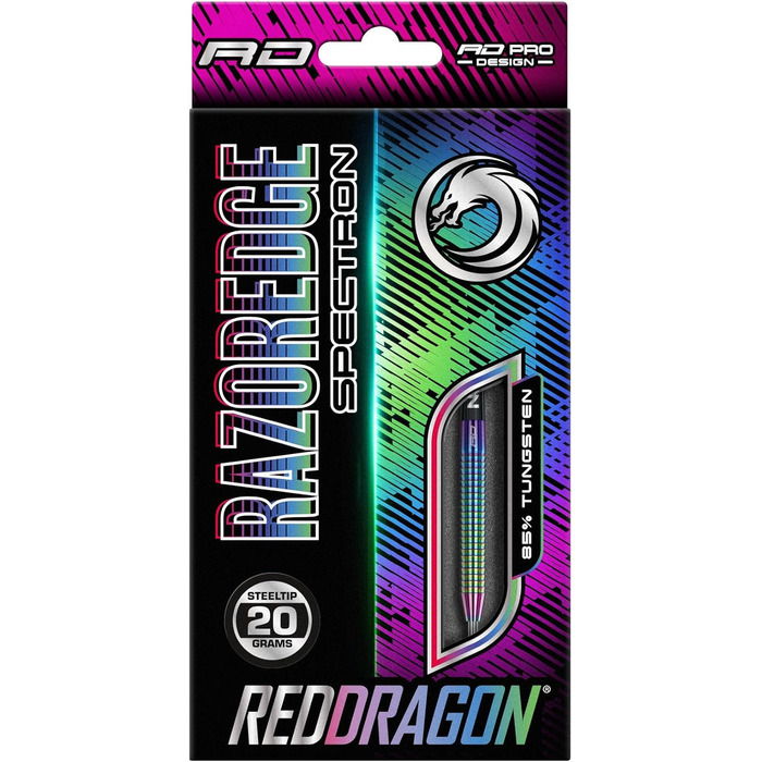 Професійні дартс Red Dragon Razor Edge з вольфраму, сталевий наконечник, з оперенням та стрижнями