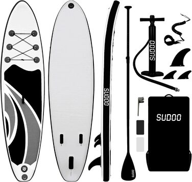Надувна SUP-дошка SUDOO 10'/10.5'/11' x30/33'' x6'' ультралегка для дорослих і підлітків, з рюкзаком, насосом, веслом, страховкою, трійним кілем