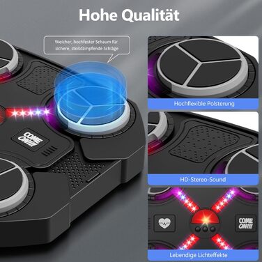 Дитяча музична боксерська машина Buba Toys, інтелектуальна Bluetooth настінна боксерська груша з 3 режимами швидкості, USB-зарядка, боксерські рукавички, LED підсвітка, чорна