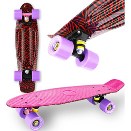 Скейтборд WeLLIFE Mini Cruiser RGX Рожевий 22 для підлітків, 78A PU, ABEC-7RS