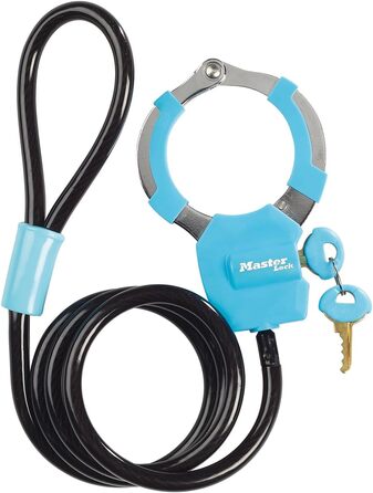 Замок-кабель MASTER LOCK з ключем 1 м, синій – для самокатів, велосипедів, дитячих візків, спорядження