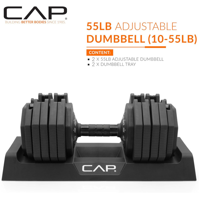 Регульована гантель CAP Barbell ADJUSTABELL, 5,7/11,3/25 кг, одна або пара