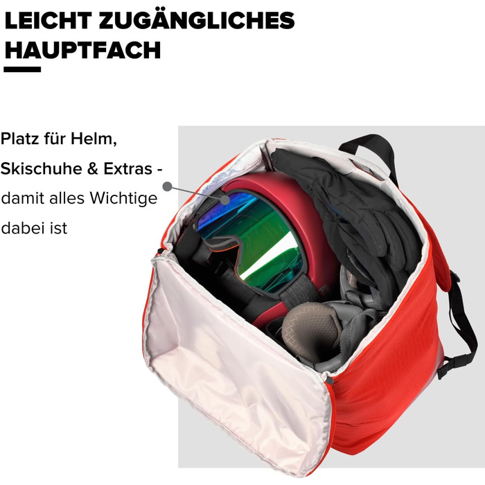 Водовідштовхувальна сумка для гірськолижних черевиків і шолома - Вентиляційна сітка - Оптимальний комфорт завдяки набивці - Вбудовані вентиляційні отвори Червоний / Rio Red