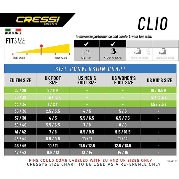 Ласти Cressi Clio для плавання, апное та снорклінгу