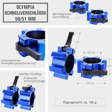 Кріплення GORILLA SPORTS для штанги 50мм, швидкознімні, сині