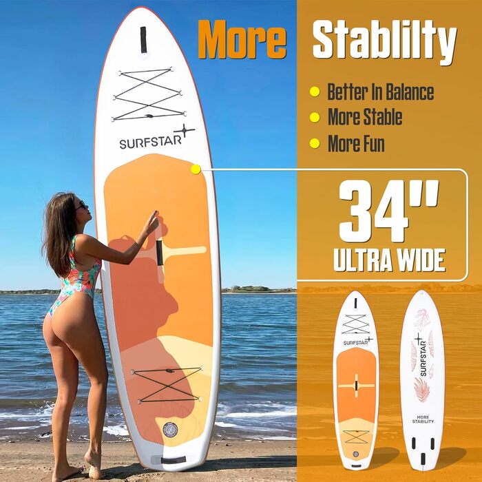 Надувна SUP-дошка Surfstar для дорослих, ультраширока з камеротримачем, шовна технологія, комплект аксесуарів, для всіх рівнів