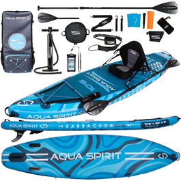 Надувна дошка для падде Aqua Spirit SUP 2024 320x815см/457x915см Комплектація з веслом, рюкзаком, насосом та іншими аксесуарами Дорослі початківці/експерти Гарантія 2 роки Синій 320см '21