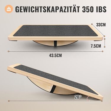 Баланс борд 360° професійний дерев'яний, антиковзкий, для фізичної терапії, стоячих столів, до 160 кг, тренажер для дорослих