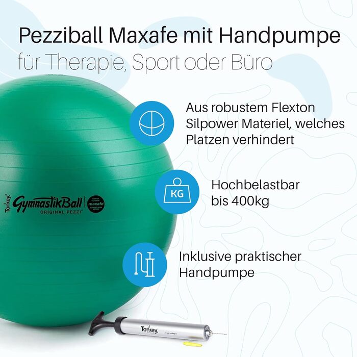 М'яч для вправ PEZZI MAXAFE 65см зелений з насосом