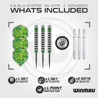 Дротики WINMAU Advance 500 з крилами та стеблами, 22G, зелений