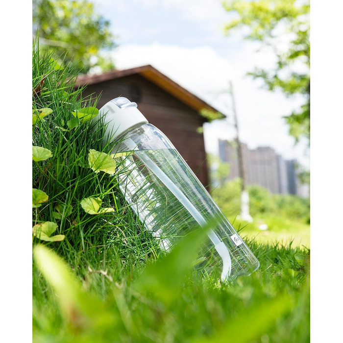 Прозора пляшка для води з трубочкою, BPA-free Tritan, 850 мл, з часовими мітками, для офісу, школи, спортзалу та тренувань