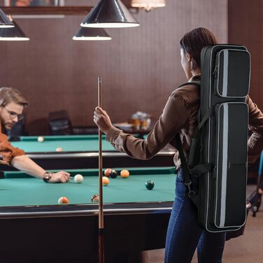 Сумка Aleemin Billiard Cue Bag для 4 x 5, м'яка м'яка сумка для більярдних палиць з кількома кишенями для 4 прикладів і 5 хвостовиків, сумка для більярдних палиць з плечовими ременями та ручкою для більярдного кия, чорна