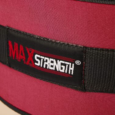 Пояс для важкої атлетики MAXSTRENGTH, неопрен, м'який, підтримка попереку для жінок і чоловіків, фітнес, тренажерний зал, пауерліфтинг, бодібілдинг, тренування, важка атлетика, присідання, станова тяга S червоний / чорний