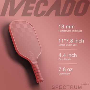 Ракетка для піклболу Ivecado Pickleball, вуглецеве волокно, USAPA, товста серцевина + чохол