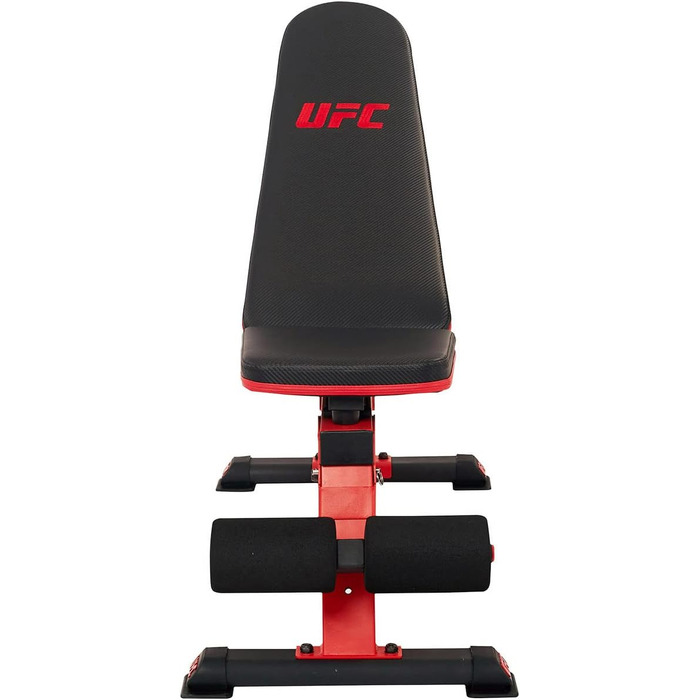 Лава з вагою UFC Deluxe FID лава Лава для тренувань до 450 кг Може використовуватися як плоска лава, похила лава, негативна лава та лава для живота Спинка в 7 напрямках регулюється з ручкою для транспортування та коліщатками