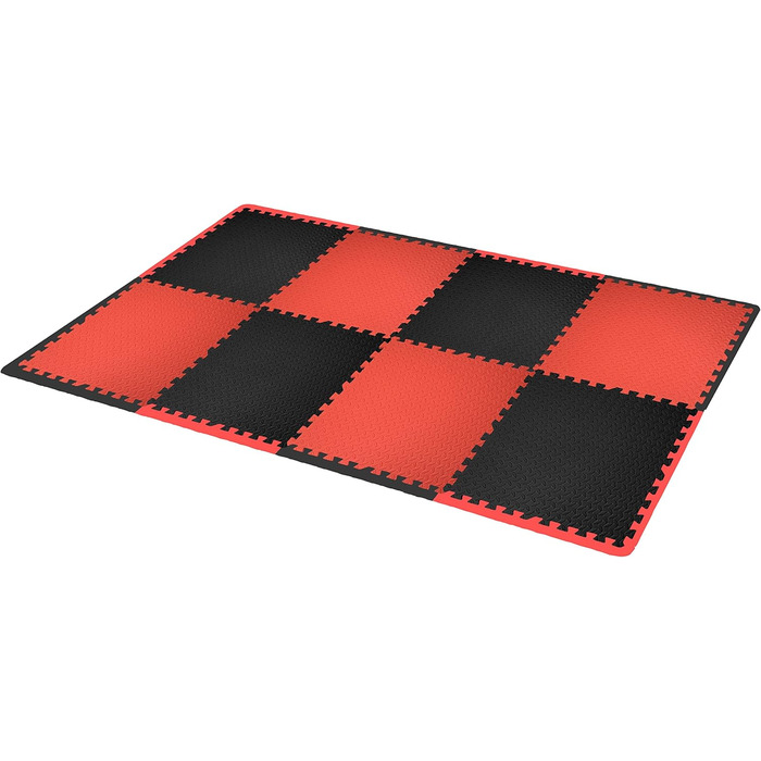 Піна мат для підлоги Edukit EXTRA, 60x60 см, 2 см, 4 шт, червоний і чорний, товстий спортивний пазл для тренажерного залу, під важке обладнання